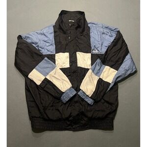 Vintage Ellesse Colorblock Windbreaker Jacket Black Blue White Mens 42 Large